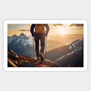 Hiker climbing mountains Sticker